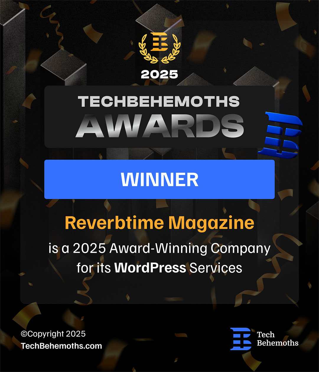 Reverbtime Magazine WordPress Services Award 2025